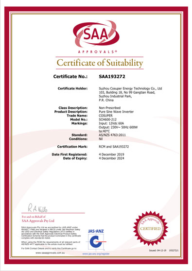cosuper certificate od sustainability