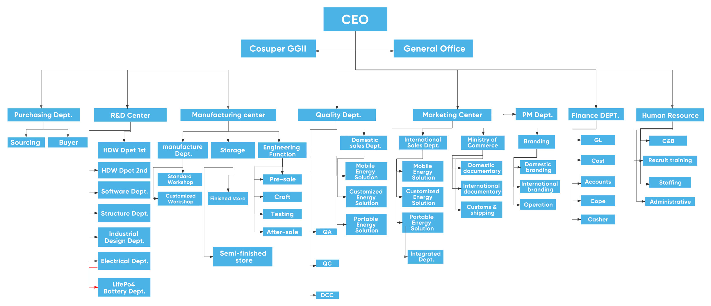 Cosuper Company Organization Structure